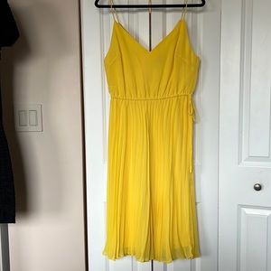 ASOS Design Yellow Pleated Midi Dress